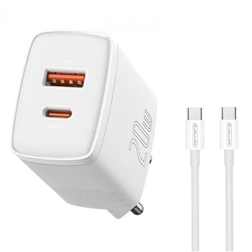 МЗП Jellico C9 1PD+1QC 20W + Type-C to Type-C cable White фото товару МЗП Jellico C9 1PD+1QC 20W + Type-C to Type-C cable White
