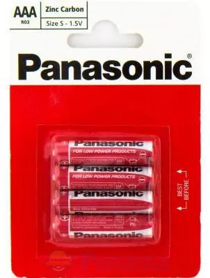 Батарейка Panasonic Red Zink R03 4шт./уп. фото товара Батарейка Panasonic Red Zink R03 4шт./уп.