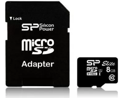 Silicon Power MicroSDHC 8GB+SD adapter (UHS-1) Elite (class 10) фото товару Silicon Power MicroSDHC 8GB+SD adapter (UHS-1) Elite (class 10)