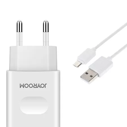 МЗП Joyroom L-L221 2USB 2A + microUSB cable White фото товару МЗП Joyroom L-L221 2USB 2A + microUSB cable White