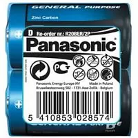 Батарейка Panasonic GENERAL PURPOSE R20 TRAY 2 ZINK-CARBON 2 шт/уп