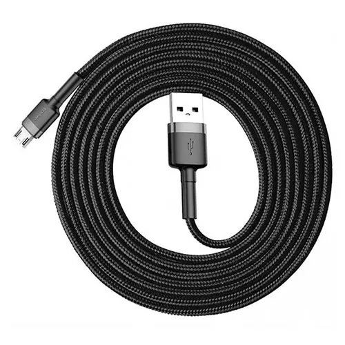 Дата кабель BASEUS Cafule CAMKLF-CG1 microUSB 2m 1.5A Black фото товару Дата кабель BASEUS Cafule CAMKLF-CG1 microUSB 2m 1.5A Black
