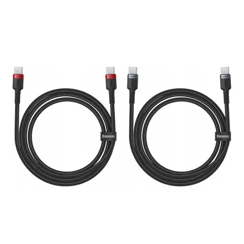 Дата кабель BASEUS Cafule Charging P10318306003-00 Type-C to Type-C 100W 1m (2pcs) Gray/Red фото товару Дата кабель BASEUS Cafule Charging P10318306003-00 Type-C to Type-C 100W 1m (2pcs) Gray/Red